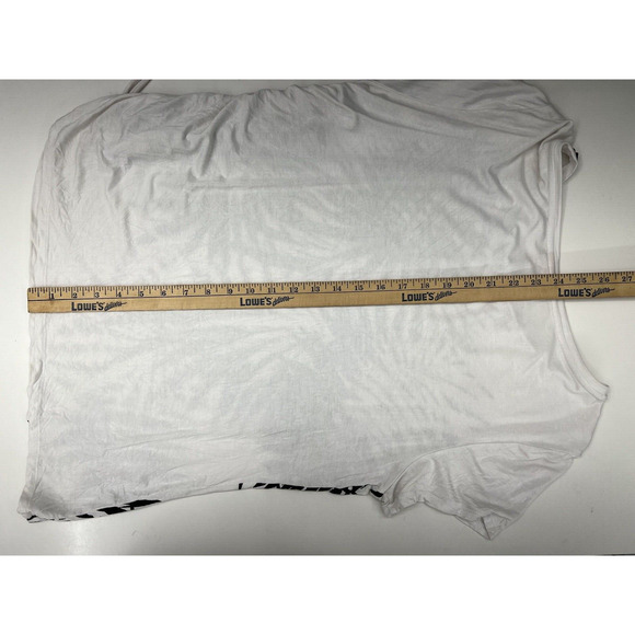 Womens Ruby Rd White Floral Beaded Neckline Ruched Side Short Sleeve Shirt Large - Picture 10 of 11